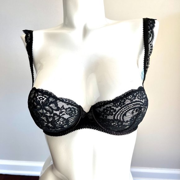 NWT Vintage Lou Bra from Paris France! Chantilly Lace With Bows Black 34B & 34C - Picture 14 of 14
